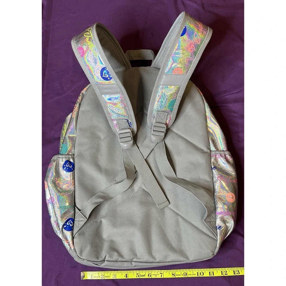 Justice NWOT Girls Laptop Backpack Iridescent‎ Silver/Multi Bookbag